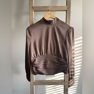 House of Harlow 1960 long sleeve mock neck blouse